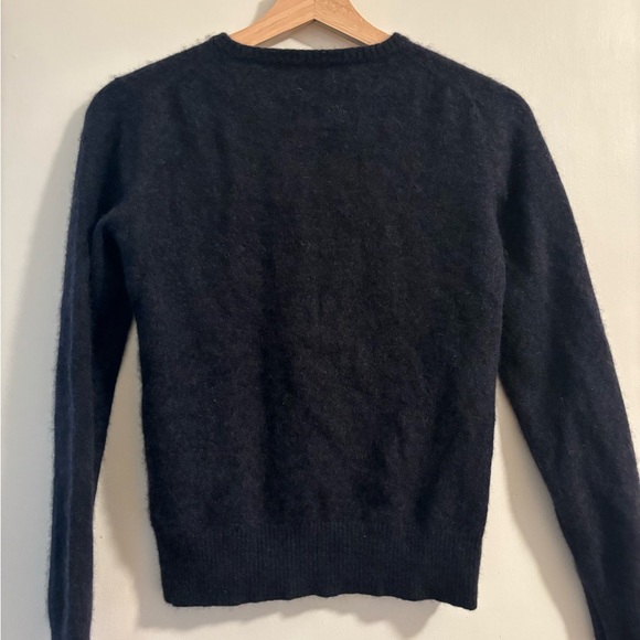 Navy Fitted Knit Cardigan Sweater - Picture 3 of 4